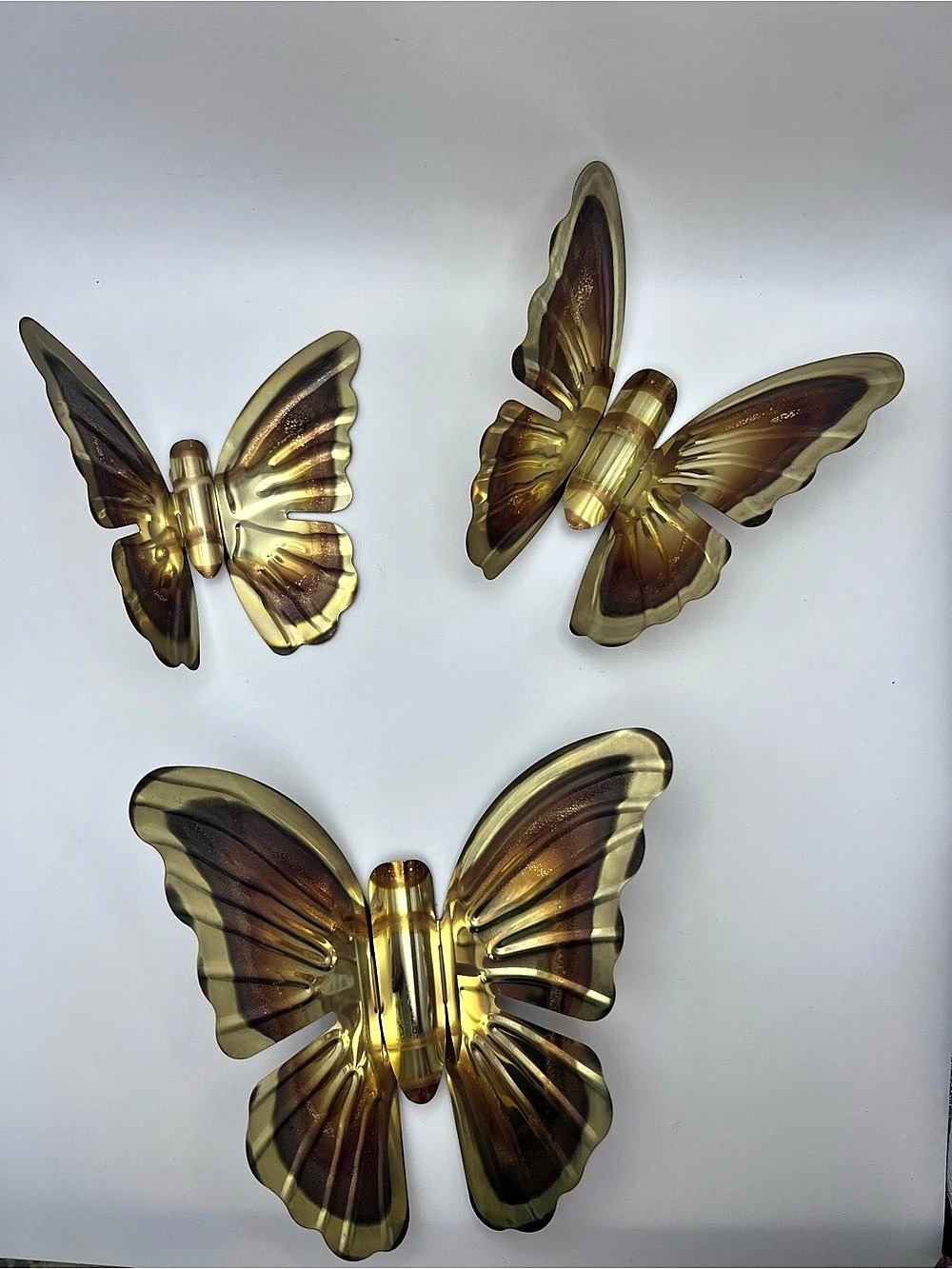 Butterfly Wall Decor Set in Brass gold copper Home Interiors MCM Vintage 6
